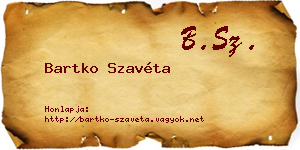 Bartko Szavéta névjegykártya